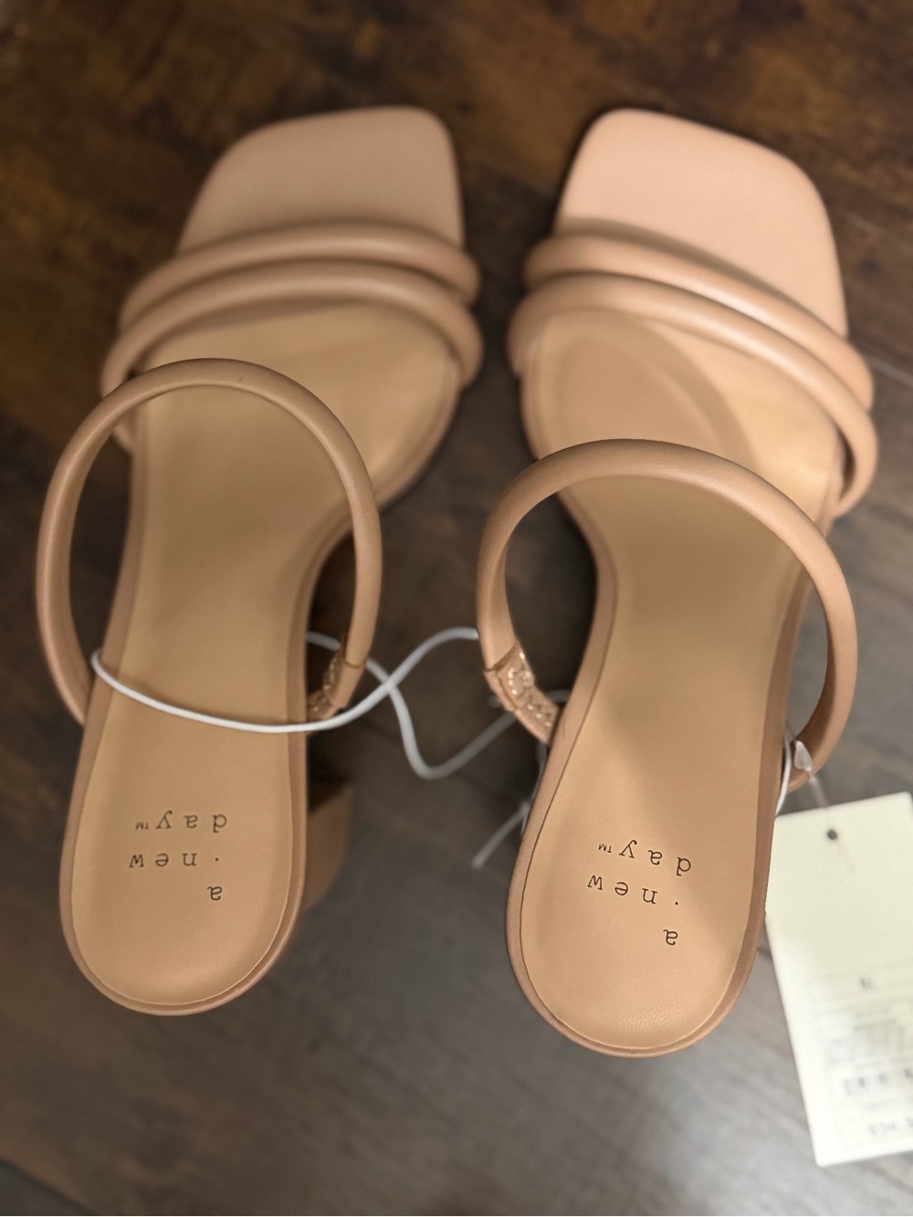 a new day Tan Double-Strap Block Heel Sandals